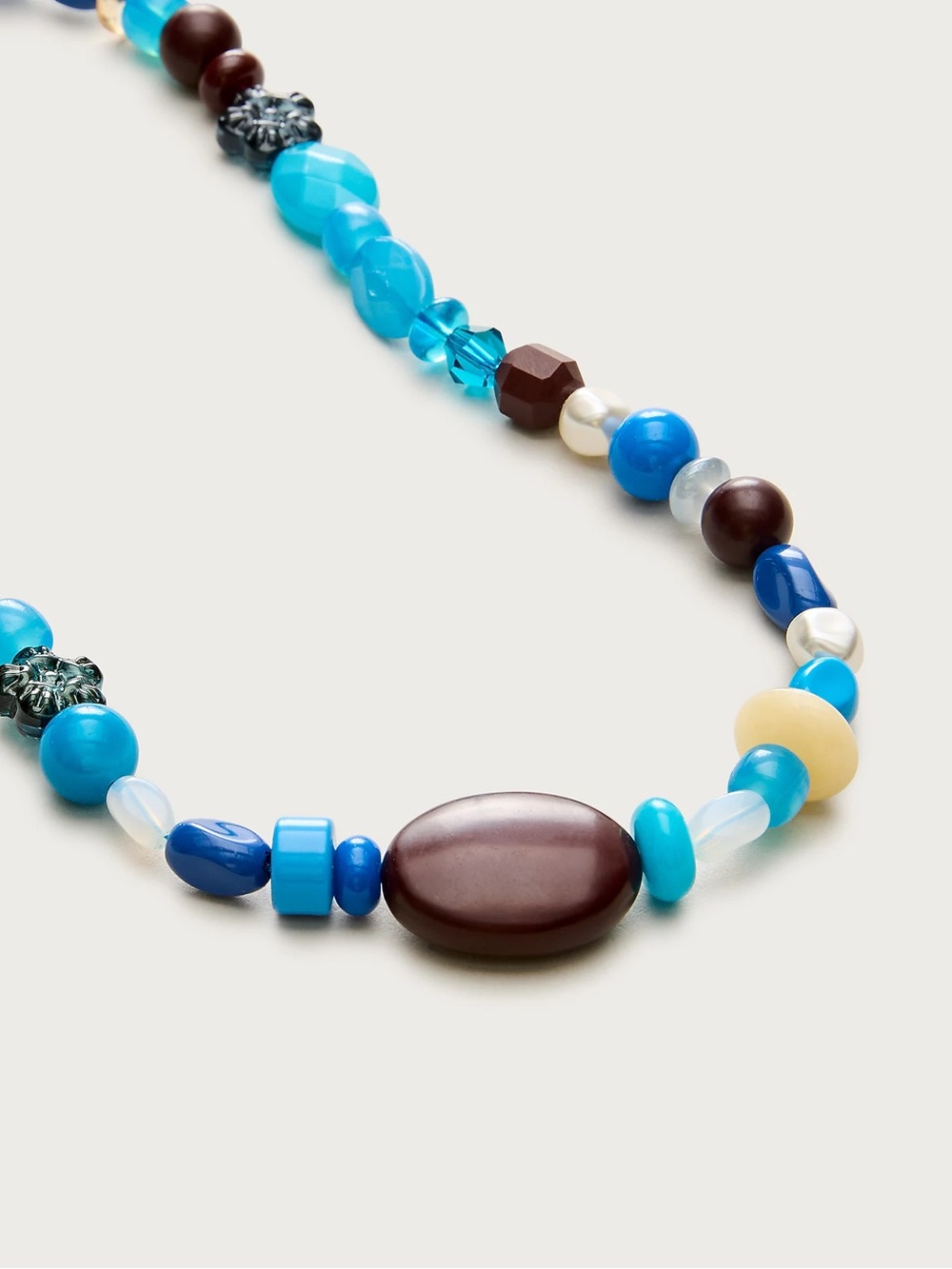 J. Crew Blue and Brown Mixed-Bead Necklace - Picture 2 of 2